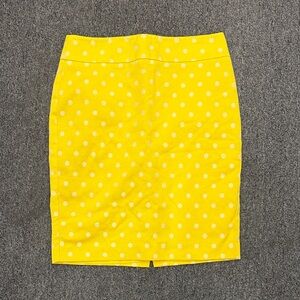 Ann Taylor Factory Yellow Polka Dot Pencil Skirt